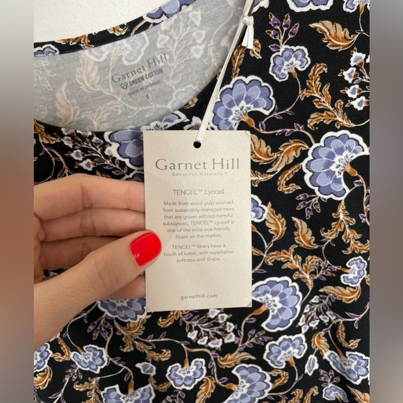 NWT Garnet Hill Linden Knit Dress Long Sleeve Tencel Floral Tie Waist Maxi Sz S - Picture 7 of 16